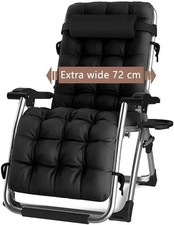 Image of RECLINING SUN LOUNGER OUTDOOR GARDEN FOLDING ZERO GRAVITY BEACH CHAIR ADJUSTABLE