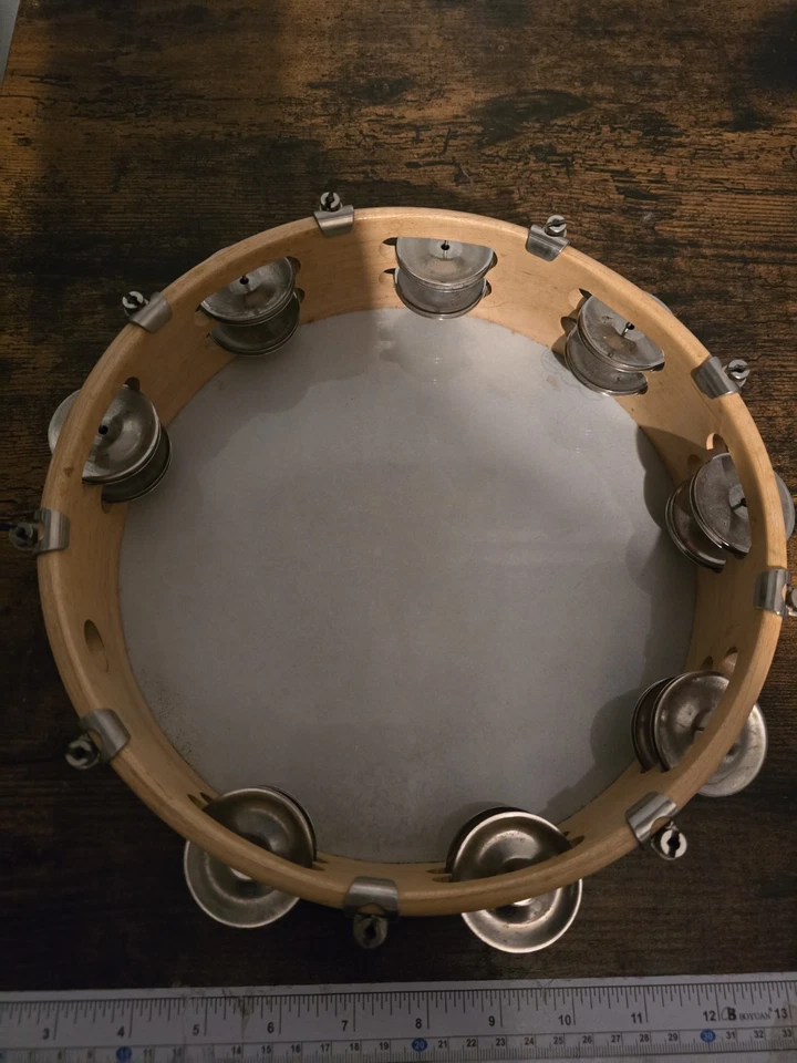 Pandereta Ludwig Weather Master marco de madera vintage de 10 pulgadas con jingles de metal Foto 3 de 3