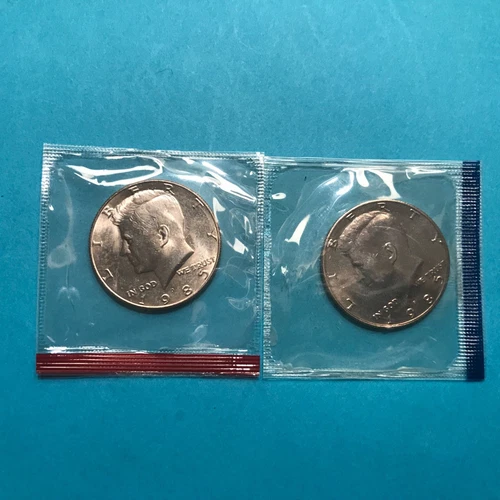 1985 P&D Kennedy Half Dollars   2 Coins   Mint Cello   FREE SHIP   **SEE PICS