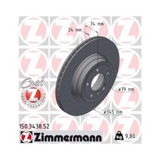 1x ZIMMERMANN Bremsscheibe SPORT Z �345mm HINTEN f�r BMW E65 E66 E67 7er 730 740