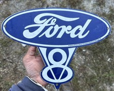 1939 Dated Ford V8 Porcelain Logo Dealer Sales Service Sign 1939 Dated Ford V8 Porcelain Logo Dealer Sales Service Sign