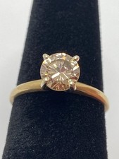 14K YELLOW GOLD 1CT CHAMPAGNE DIAMOND SOLITARE RING 1.66G SIZE 5.25 (TDW034350)