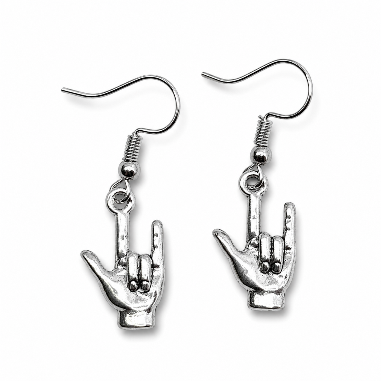 Rock On Hand Earrings Devil Horns Punk Goth Metal Music Drop Earrings Gift