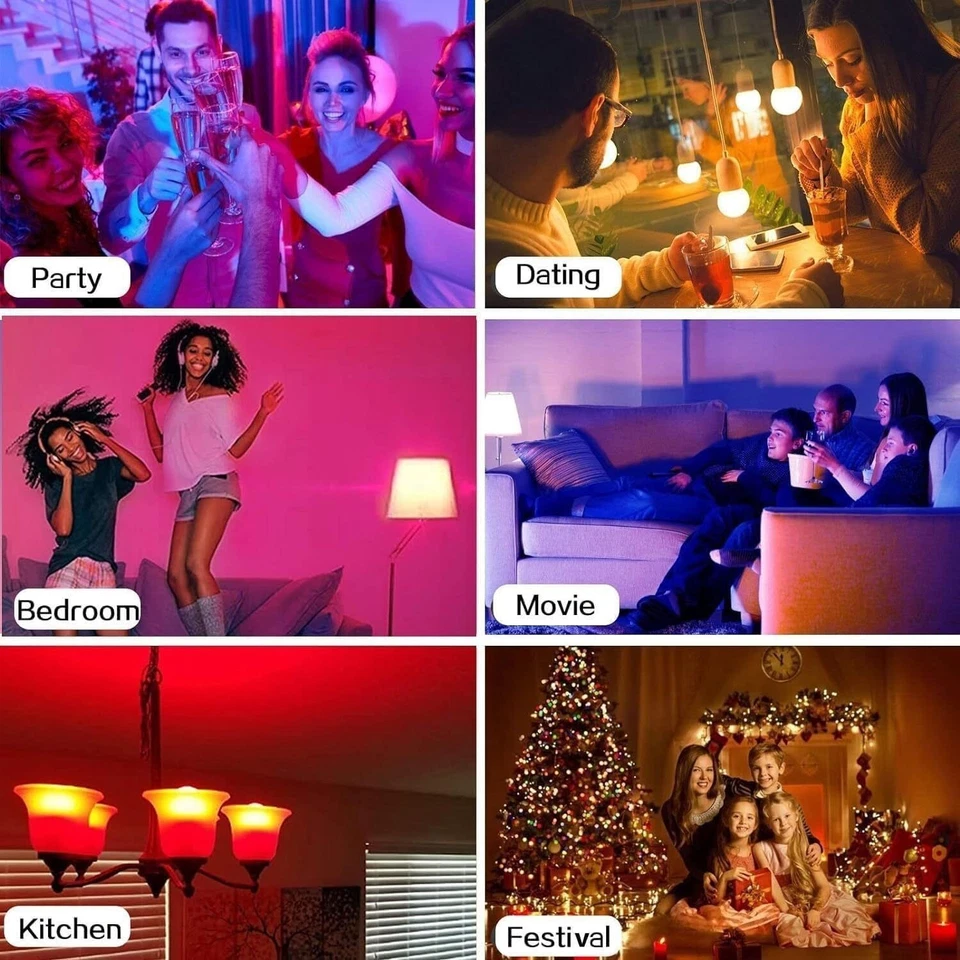  LED A19 RGBW Light Bulbs 5W 500LM with Remote Control Dimmable E26 Socket 4PacK - Image 4 of 4