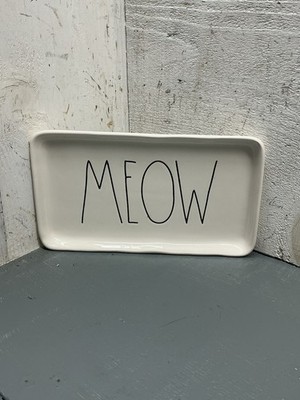 Rae Dunn Collectible  Meow  Kitty Cat Ceramic Tray Trinket Dish #183