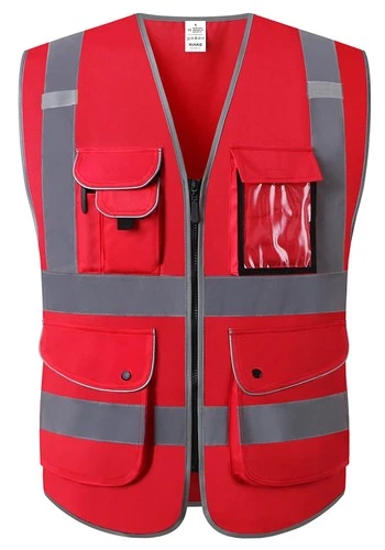 Class 2 High Visibility Reflective Safety Vest with 9 Pockets Yellow Large Size image 6