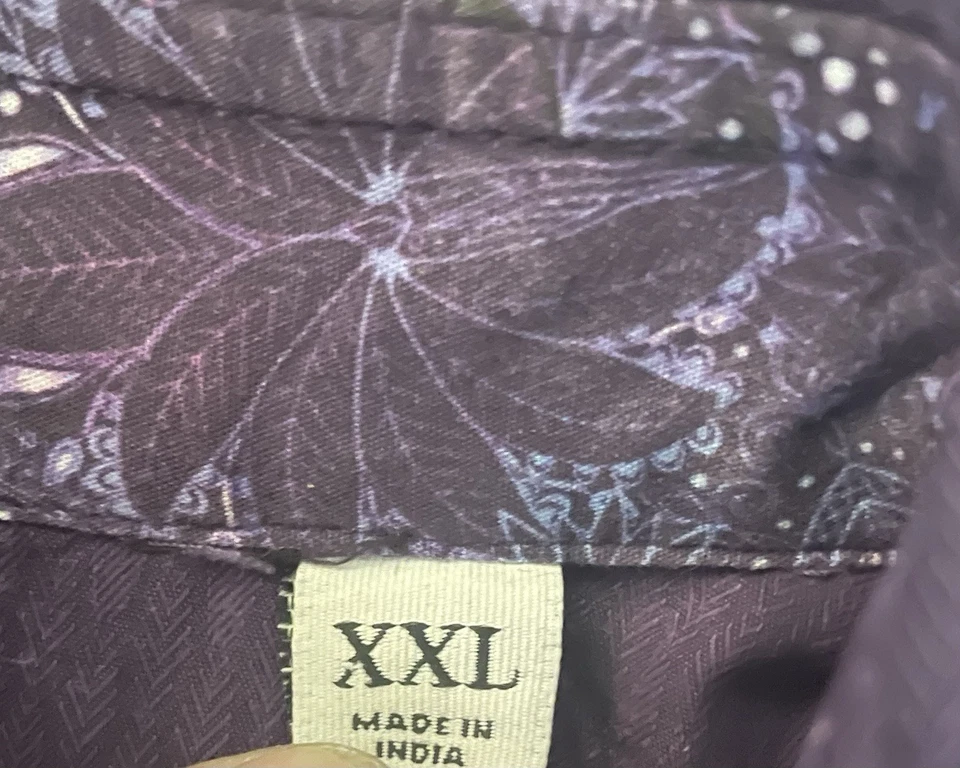 Robert Graham Mens•2XL Flip Cuff Shirt Purple Psychedelic Floral Cotton Button - Image 4 of 4