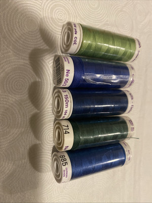 METTLER 100% Cotton Silk Finish Thread 164 Yards 5 Spools Some Brand New