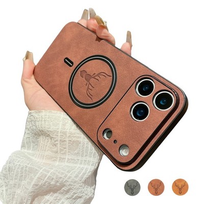 Deer Magnetic MagSafe Leather Slim Case For iPhone 17 16 15 Pro Max 14 13 12 11