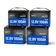4Pack 12V 100AH LiFePO4 Lithium Battery Phemergency Power Supply Trolling Motor
