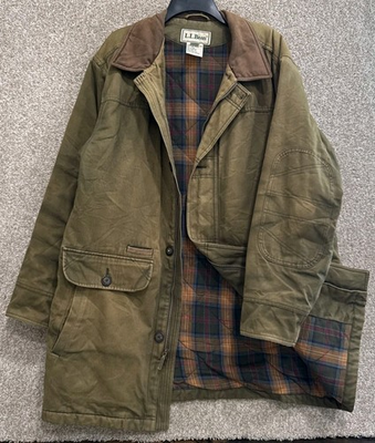 #ad #ad Vintage LL Bean Faded Barn Chore Coat Jacket Mens Large Canvas Flannel Insulated $79.99
