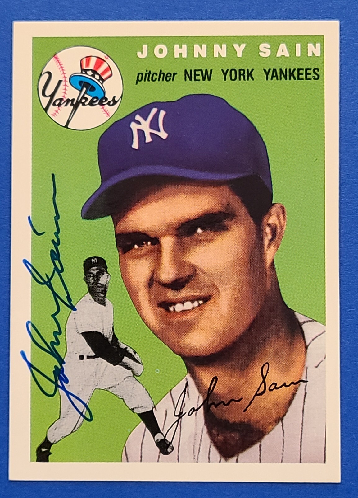 JOHNNY SAIN (Dec) Signed 1954 Topps Archives 1994 #205 NY Yankees Autograph Auto