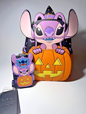 Loungefly Mini Backpack & Cardholder Angel Halloween Jack O Lantern Pumpkin NEW!