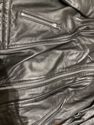 Very by Very Ultimate Double Zip Leather Biker Jacket Black UK 10 SMALL DEFECT - Picture 3 of 7
