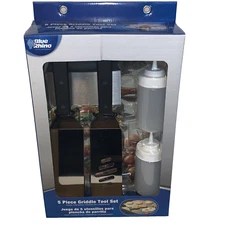 5 Piece Outdoor Griddle Tool Set w/ 2 Spatulas & Scraper Blue Rhino Razor  NIB