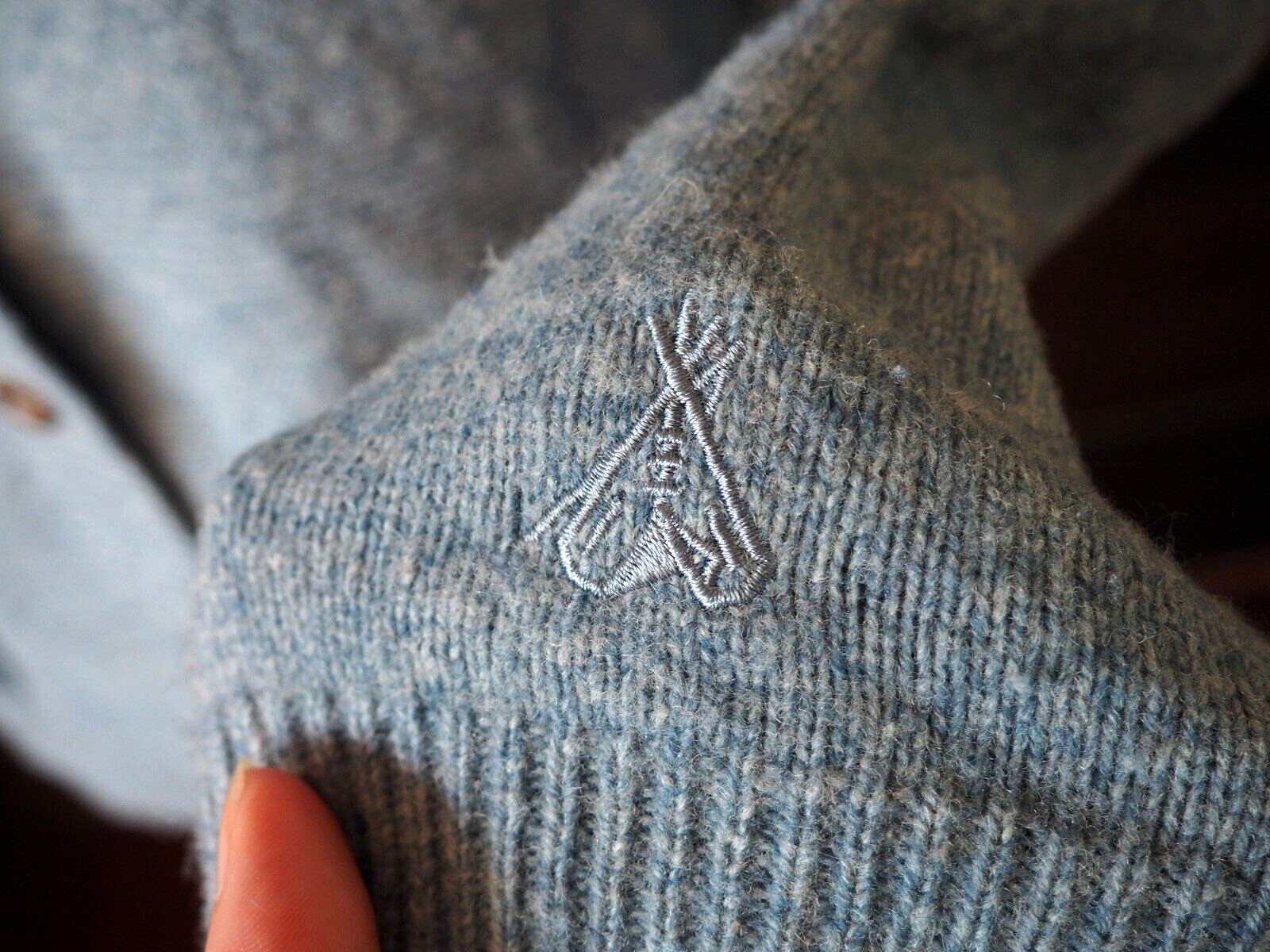 Pendleton Light Blue Lambswool Knit Button Pocket… - image 5