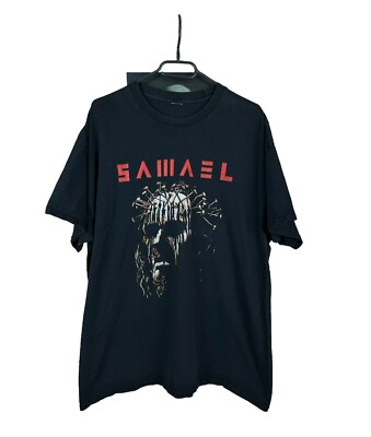 2 半袖　ブラック Tシャツ　SAMAEL バンドT メタルバンド　黒　サマエル Samael Band Rare Shirt Tee Y2k Hype Jersey Over Print Black Mens