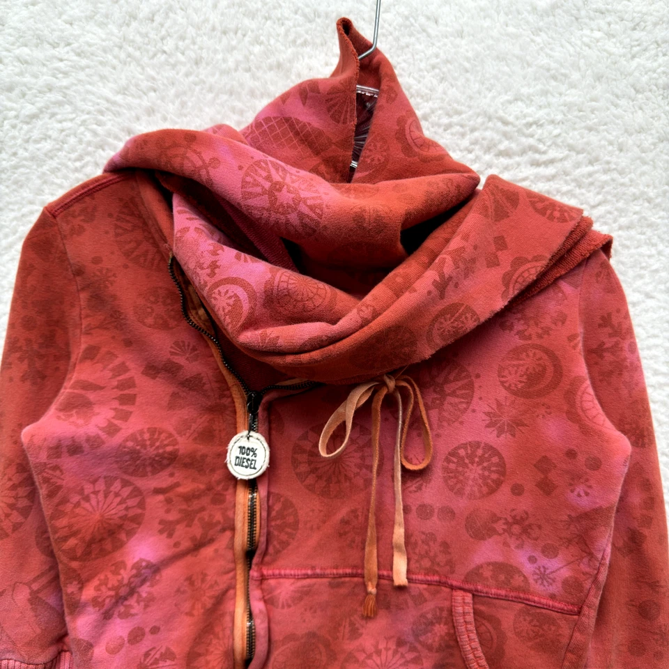 Y2K Vintage Diesel Moletom com Capuz Top Pequeno Cachecol Cyber Grunge Fada Capricho - Imagem 3 de 4