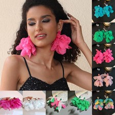 Ethnic Flower Cloth Drop Dangle Earrings Bohemian Party Women Girls Jewelry Gift