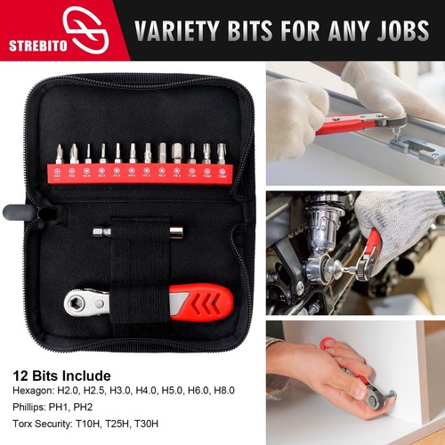 Right Angle Screwdriver 14 Piece Mini Ratchet Set Offset Screwdriver Low Profile - Picture 8 of 8