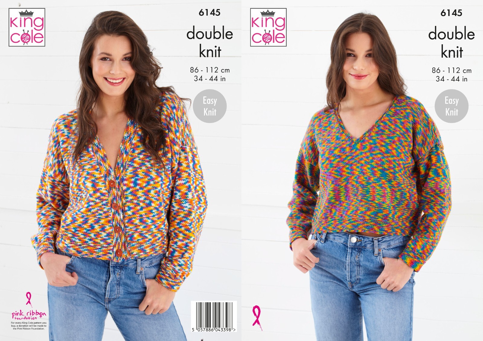 King Cole DK Knitting Pattern - 6145 Ladies Cardigan & Sweater