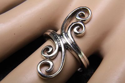 Sterling Silver Double Double Fancy Swirl Statement Ring