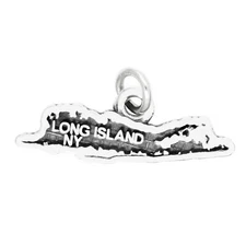 LGU® Sterling Silver Oxidized Map of Long Island, New York Charm (With Options)