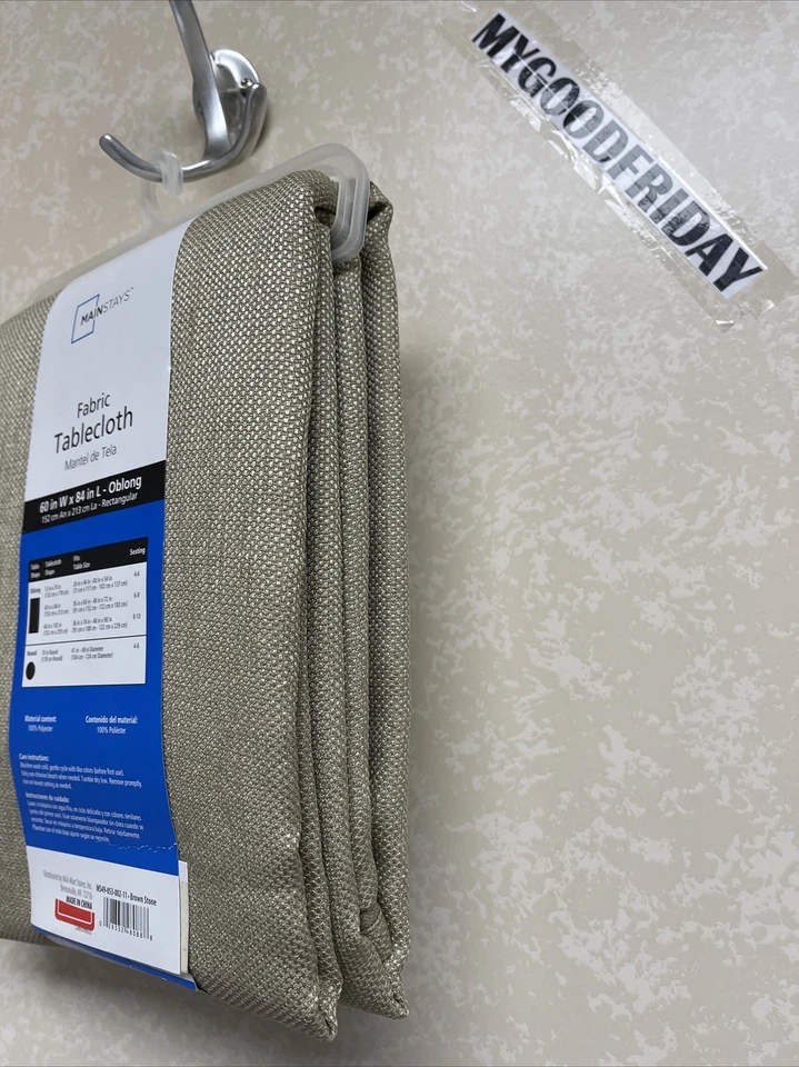 Tan Brown Cloth Fabric Tablecloth 60"W x 80"L Rectangle Brownstone Kitchen Table - Image 3 of 4