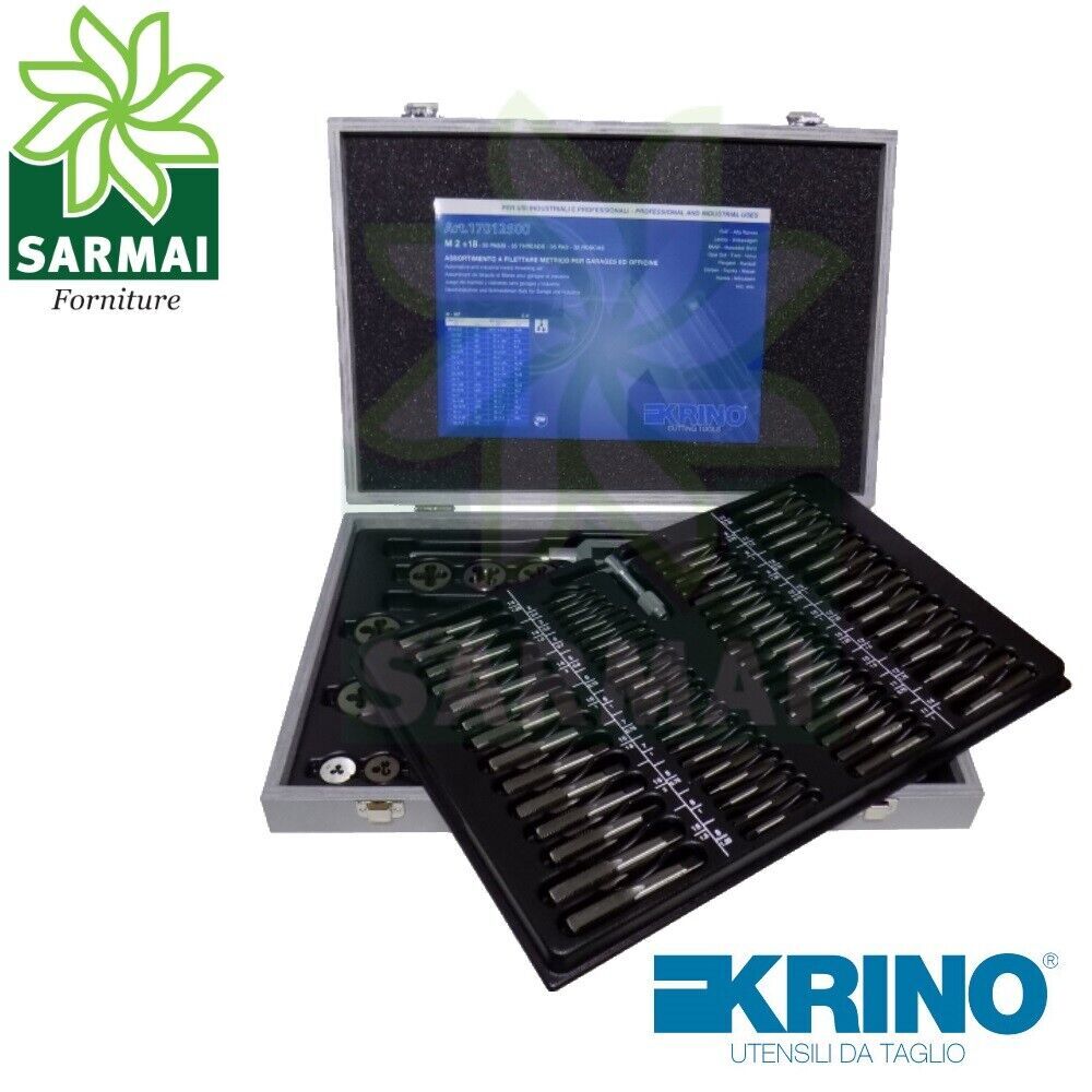 KRINO 17012500 assortimento 110 pezzi MASCHI FILIERE modello filetti tipo FIAT