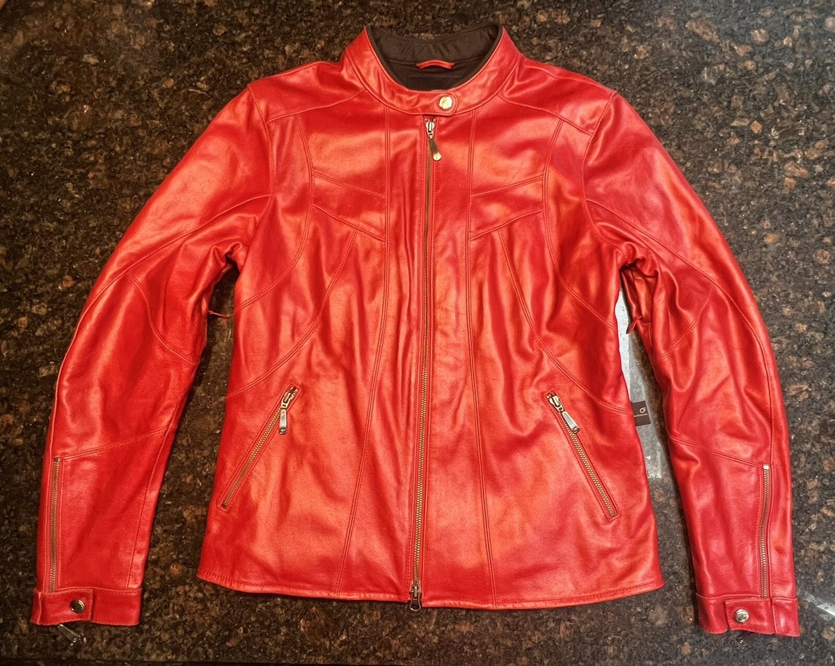NWT Hein Gericke LA JOLLA Red Leather Motorcycle Jacket/Size 10