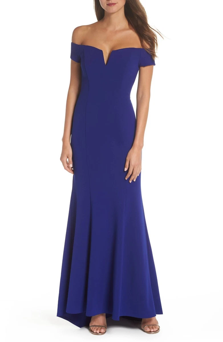 NEW VINCE CAMUTO Cobalt Blue Notch V Neck Off Shoulder Bodycon