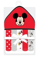 Disney Baby Mickey Mouse Hooded Towel with 5 Piece Washcloth Set, GS71794, GIFT