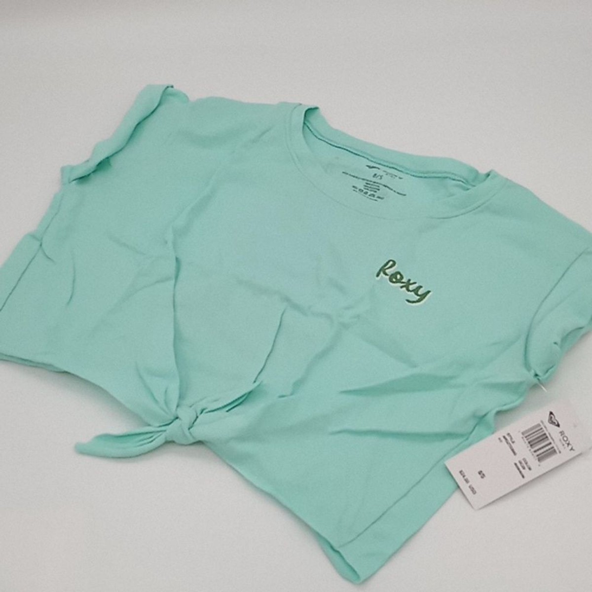 Roxy T-Shirt Girls Small(8) Pineapple Tie Front Crop Cotton Tee