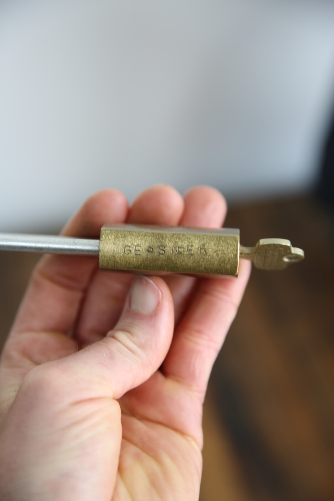 Vintage BEST Brass Padlock Safety First Antique lock w/ key Cabinet Tool box old