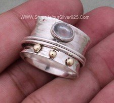 Aquamarine Rings Stelring Silver Spinner Ring-Natural Aquamarine Spinner Rings