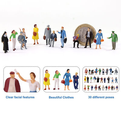 30pcs Different Poses HO Scale 1:87 Well Painted Standing Seated People Figures