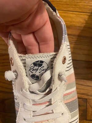 Roxy Surf Shoes White Pink Grey Navy Striped Women's Cannon US