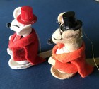 Two Handmade Felt Mouse animal Ornaments/ Figurines with top hats — photo 2