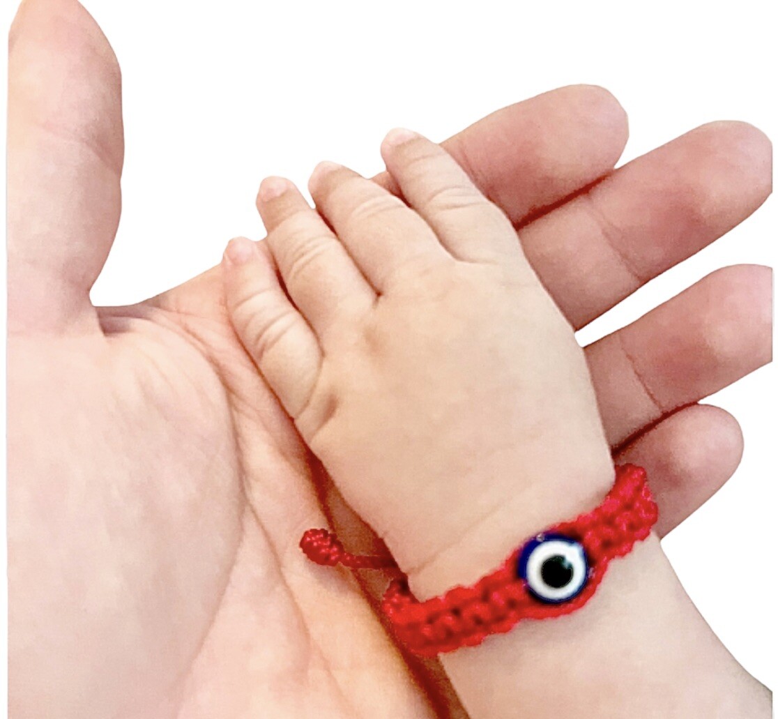 Pulsera Roja Para Bebe Protección del Mal De Ojo Hecha A Mano