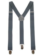 Solid Color Mens Suspender with 3 Strong Clips Adjustable Braces Charcoal