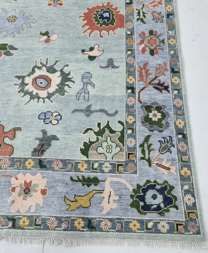 Grey area rug Oushak contemporary floral HandKnotted Rug Home decor rug hall rug - Picture 4 of 9