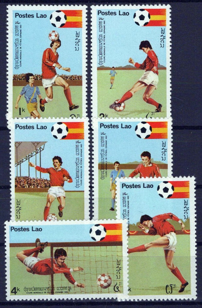 LAOページ Laos 337-342 MNH Issued W/O Gum Sports Games Soccer ZAYIX