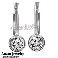 14k Solid White Gold Genuine Diamond Anzor style Earrings E1301