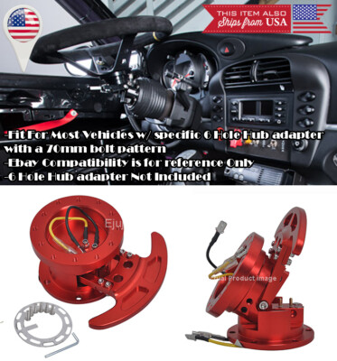 2.4'' Extend Aluminum Red Steering Wheel Quick Flip Tilt Up For VW Porsche Audi