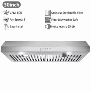 SNDOAS 30 inch Sous la portée du Cabinet Hotte 600CFM Ventilateur de cuisson en acier inoxydable avec/DEL