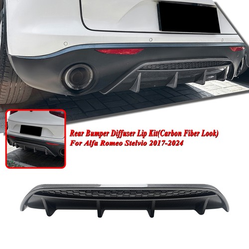 Carbon Look Heck Stoßstange Diffusor Lippe Kit für Alfa Romeo Stelvio 2017-2024 18 19