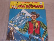 Vintage Pin The Gun On the Cowboy Poster Size Never Used Cowboy Horse Six Shoote