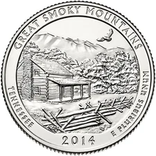 2014 D Great Smoky Mtns Quarter. ATB Series Uncirculated From US Mint roll.