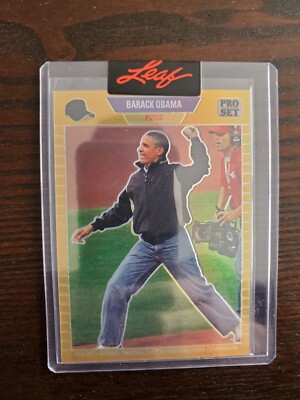 Barack Obama 2023 Leaf Pro Set Gold Refractor /199 Throwing Out 1st Pitch POTUS