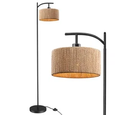 Vintage Floor Lamp Dense Paper Lampshade Standing Pole Light Sofa Bedside Read